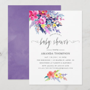 Invitation Baby Shower Floral Aquarelle Coloré