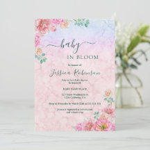 Baby shower floral aquarelle vert chic et rose