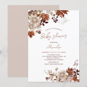 Invitation Baby Shower Floral Automnal Rustique