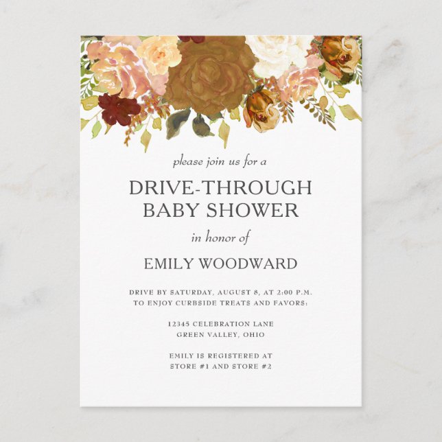 Invitation Baby shower Floral Automne (Devant)