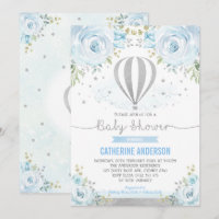 Baby shower floral bleu argenté à air chaud 
