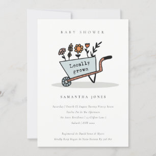 Invitation Baby shower floral bleu cultivé localem