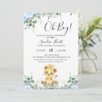 Baby shower Floral bleu Eucalyptus Lion King