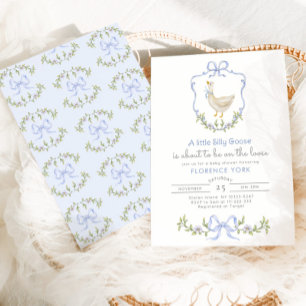 Invitation Baby shower floral bleu oie soyeux