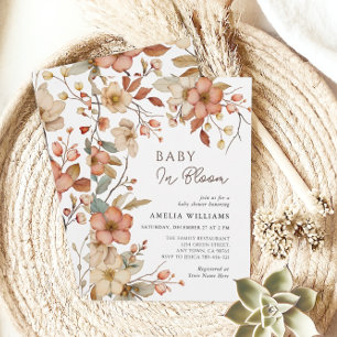Invitation Baby Shower Floral Bohème aux Fleurs Sauvages