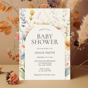 Invitation Baby shower Floral Boho moderne et élégant