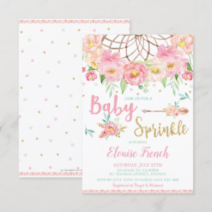 Invitation Baby shower Floral Boho Sprinkle Dream Catcher