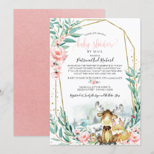 Invitation Baby shower Floral Bois Par Mail