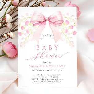 Invitation Baby shower Floral Bow rose