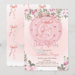 Invitation Baby shower Floral Bow rose