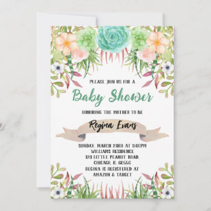 Invitation Baby shower Floral Cactus