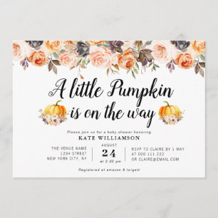 Invitation baby shower floral citrouille