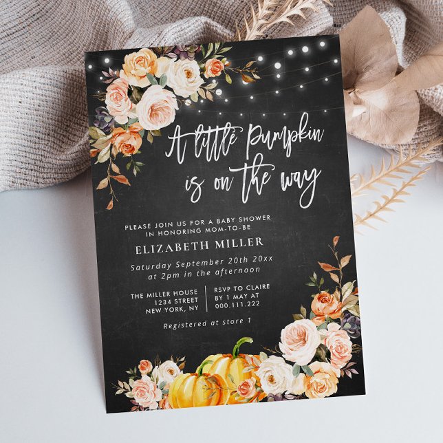 Invitation baby shower floral citrouille (Créateur téléchargé)
