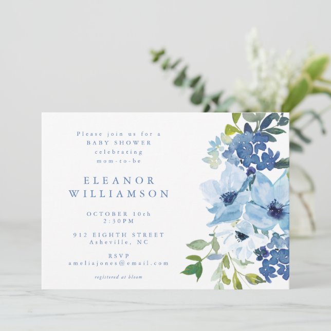 Invitation Baby shower floral clair chic (Debout devant)
