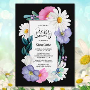 Invitation Baby shower floral coloré