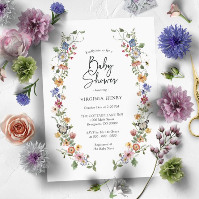 Invitation Baby shower floral coloré (Créateur téléchargé)