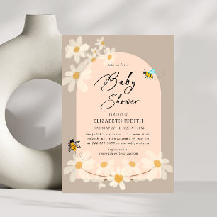 Invitation Baby shower Floral Daisy Bees