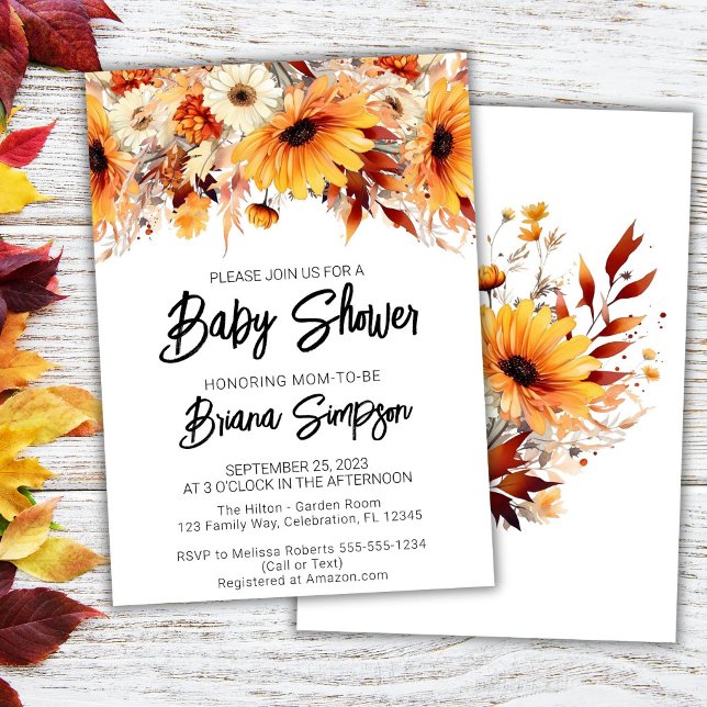 Invitation Baby shower floral d'automne (Créateur téléchargé)