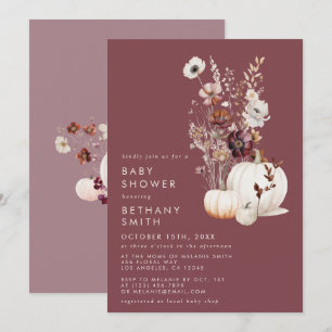 Invitation Baby shower floral d'automne lunaire