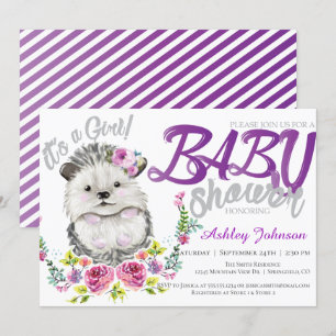 Invitation Baby shower floral de bébé de Hérisson
