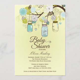 Invitation baby shower floral de bocal de mason bl
