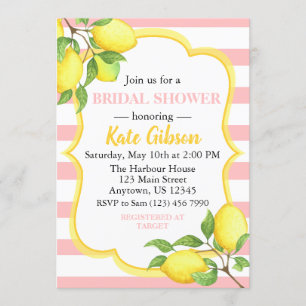 Invitation Baby shower floral de citron rose et jaune