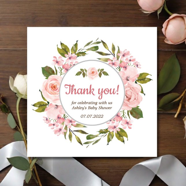 Invitation Baby shower floral de couleur Rose clair (Créateur téléchargé)