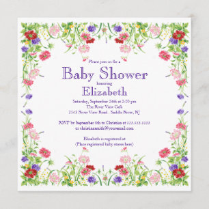 Invitation Baby shower floral de joli fleur sauvage