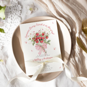 Invitation Baby shower floral de la boue rose fraise