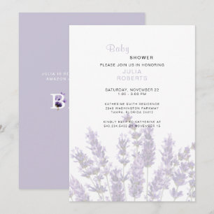 Invitation Baby shower floral de lavande aquarelle 