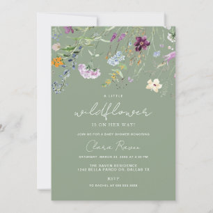 Invitation Baby shower Floral de Little Fleur sauvage Sage
