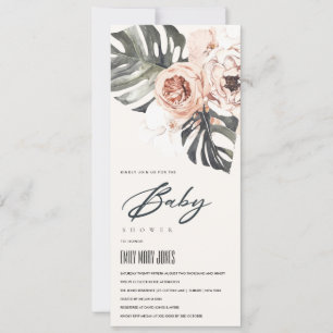 INVITATION BABY SHOWER FLORAL DE MONSTERA BOHO BLUSH RUST
