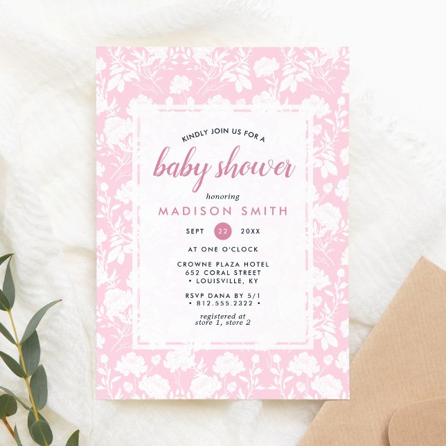 Invitation Baby shower floral de Peony rose (Créateur téléchargé)