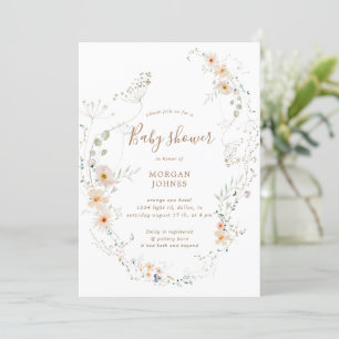 Invitation Baby shower floral de prairie fleur sauvage Invita