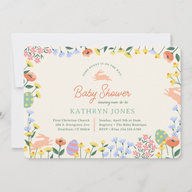 Invitation Baby shower floral de printemps moderne (Devant)