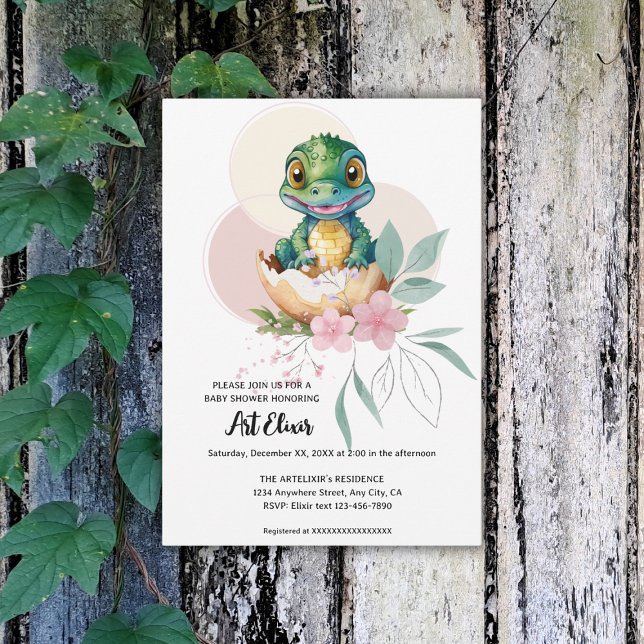Invitation Baby shower floral d'éclosion d'alligator pour béb (Créateur téléchargé)
