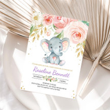 Baby shower floral d'éléphant violet