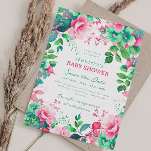 Invitation Baby shower Floral d'été du printemps Date d'enreg