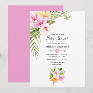 Invitation Baby shower floral d'été tropical