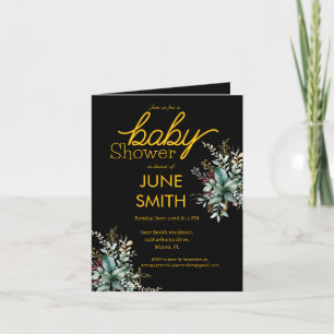 Invitation baby shower floral d'eucalyptus moderne