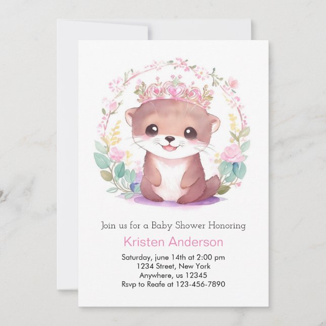 Invitation Baby shower floral Enchanted (Devant)