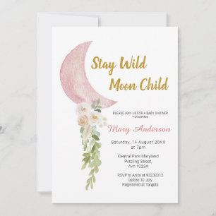 Invitation Baby shower floral et rose pâle 