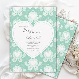 Invitation Baby Shower Floral Fantaisiste à la Menthe Verte