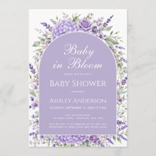 Invitation Baby Shower Floral Fleur de Lavande Bébé en Fleur