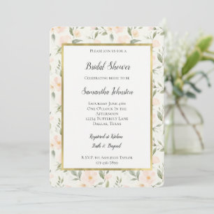 Invitation Baby Shower Floral Fleur de Pêche