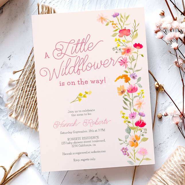 Invitation Baby shower floral fleur sauvage Spring Little (Spring Little wildflower floral baby shower Invitation)