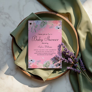 Invitation Baby shower Floral - Fleurs Aquarelles Élégantes