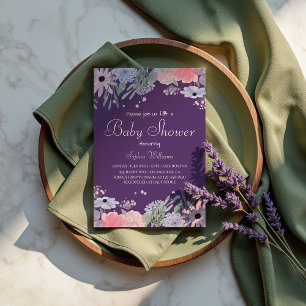 Invitation Baby shower Floral - Fleurs Aquarelles Élégantes