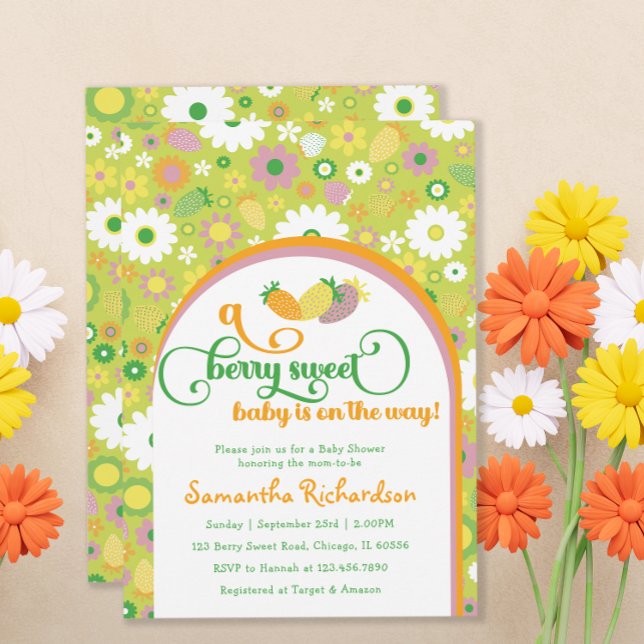 Invitation Baby shower Floral fraise (Créateur téléchargé)