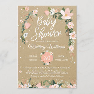 Invitation Baby shower floral géant et blanc